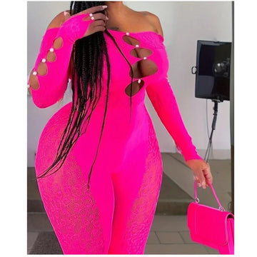 MQTIME  -  New Leopard Print Off Shoulder High Waist Bodystocking Seamless Yoga Pants Plus Size Jumpsuit Stretchy Comfortable Workout Wear